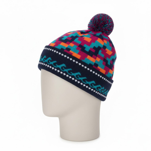Bonnet d'hiver en tricot avec strass et logo personnalisé, prix de gros, style OEM personnalisé, mode avec jacquard OEM 2026 - Product Image 3