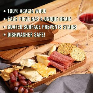 ชุดจานไม้ธรรมชาติที่เป็นของแข็ง4จานสำหรับอาหารงานปาร์ตี้บุฟเฟ่ต์พกพาง่ายออกแบบร่องสำหรับการป้องกันการเลื่อนหก - Product Image 4