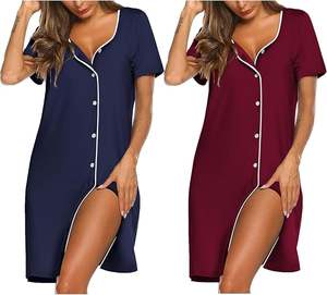 Camisón de verano Otoño Invierno para mujer, camisón hasta la rodilla, pijama de dibujos animados de manga corta, 3XL 100%, tejido de poliéster - Product Image 6