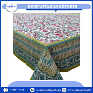 Mantel rectangular para boda, bloque de mano impreso, artesanía atemporal, manteles de algodón puro para suministro a granel - Product Image 2