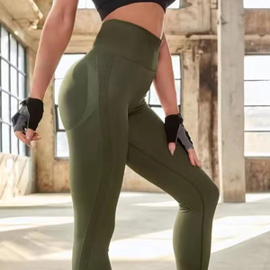 2024 nouveau sur mesure taille haute femmes sans couture Yoga Compression Leggings tendance croisé Fitness porter Spandex pantalon - Product Image 4