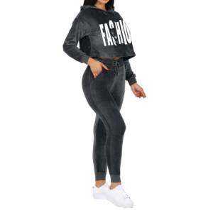 Marque Sports Nouveau Élégant Coton Crop Tops Sweat et Jogging Survêtements Velours Survêtements Dames 2 Pièces Ensemble pour Filles - Product Image 2