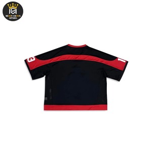 Camiseta profesional con estampado de sublimación de malla y hombro caído, ropa de calle, Camiseta de algodón 100% de malla personalizada de fútbol para hombres, ajuste holgado - Product Image 3