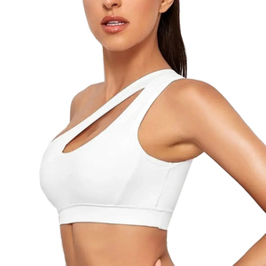Soutien-gorge de sport asymétrique blanc pour femme, bretelles croisées, design découpé, maintien élevé, yoga, sans couture, respirant, séchage rapide - Product Image 1