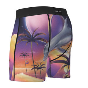 Boxer pour homme avec logo personnalisé sous-vêtement classique confortable en coton caleçon de sublimation tricoté uni respirant pour hommes - Product Image 4