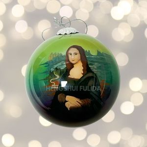<span class=keywords><strong>Leonardo</strong></span> Da Vinci peint à la main en <span class=keywords><strong>verre</strong></span> ornement d'arbre de Noël haute qualité Monna Lisa boule boule Festival décor à la maison suspendu - Product Image 1