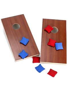 Jeu de Cornhole miniature éducatif en bois, <span class=keywords><strong>rouge</strong></span> et bleu, avec 8 sacs, taille portable 10,4x5,25 pouces, pour <span class=keywords><strong>2</strong></span> joueurs - Product Image 1