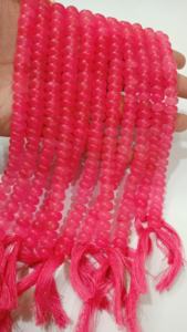 Cuentas de piedra Rondelle de Calcedonia Rosa sandía Natural, piedras preciosas lisas de 8mm para la fabricación de joyas, hebras largas de 8 pulgadas - Product Image 3