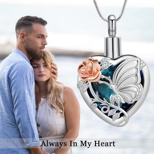 Colliers d'urne papillon en métal pour cendres Bijoux d'urne pour cendres humaines pour femmes Collier de crémation de coeur pour cendres Taille personnalisée - Product Image 6