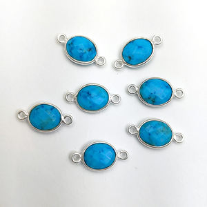 Natural Gemstone Oval Shape Gold Bezel Connector For Necklace And Bracelet Making Connector Double Loop Faceted Charms - Product Image 2