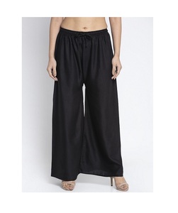 Wholesale Customized Summer Breathable Rayon <b>Linen</b> <b>Palazzo</b> Flare <b>Pants</b> Women Comfortable Loose Formal Pleated Front Trousers - Product Image 1