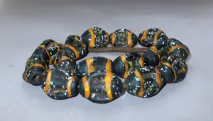 Cuentas gruesas de cristal hechas a mano, negro, rojo, blanco, moteado, Popular de Nepal, accesorios para hacer joyas ovaladas, tiras rojas, cuentas sueltas - Product Image 4