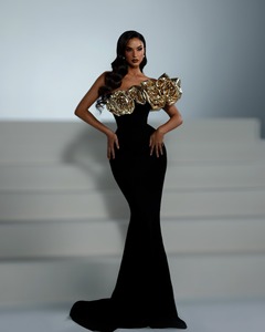 Novance Y5326 New Arrival Shiny Rhinestone Tassels Elegant Chic Mermaid Silhouette Floor-Length Built-in <b>Bra</b> Evening Dress - Product Image 1
