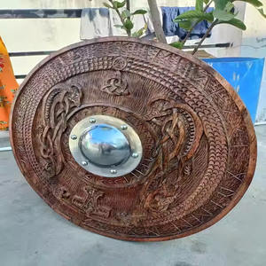 Boucliers d'armure Viking en métal médiéval nouveau modèle Jelling Norse Drake sculpté rond pour l'extérieur Design moderne du milieu du siècle - Product Image 5