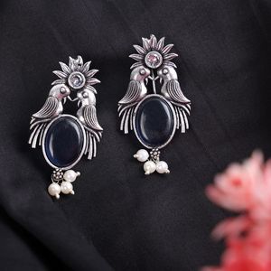 ต่างหูแฟชั่นรูปนกสีฟ้าพร้อมดีไซน์ดวงอาทิตย์ - Product Image 1