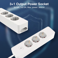 Rallonge Schuko 3 voies avec interrupteur EU Hot Selling White 16A 250V PC 3 Color Box Tabletop Socket Outlets IP20