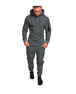Ensemble de survêtement pour homme, coupe-vent, hiver, 2 pièces, motif uni, 100% coton, sweat-shirt à capuche, jogging, survêtement, manches longues, imprimé lettre, anime - Product Image 5