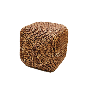 Taburete Cuadrado de Jacinto de Agua Natural Tejido a Mano, Otomana de Mimbre Ecológica para Decoración de Sala de Estar Moderna - Product Image 1