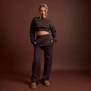 Conjunto de chándal de 2 piezas para mujer, color marrón chocolate, personalizado, de primera calidad, con capucha y pantalones de chándal, conjunto de chándal de 2 piezas para mujer - Product Image 4