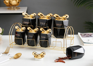<span class=keywords><strong>Set</strong></span> di Barattoli in Ceramica Sigillati per Utensili da Cucina e Condimenti, Stile Nordico Personalizzato BIYOU - Product Image 4