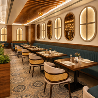 Ensemble de mobilier de café Xinda pour l'Asie du Sud-Est, chaises en rotin de luxe et tables pour restauration rapide, canapé lounge et bancs pour restaurant