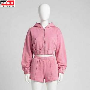 Ensemble de survêtement unisexe sur mesure en coton 100% avec sweat-shirt et short surdimensionnés, ensemble jogging deux pièces pour femmes - Product Image 1