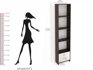 BLUEWUD Molse madera multiusos de pie estantería decoración estantes de exhibición pared libro almacenamiento estante organizador con cajón - Product Image 4