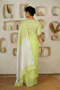 Auténtico Sari de Seda Tussar Multicolor para Mujer, Elegancia Clásica con Tejido Premium y Arte Tradicional de la India - Product Image 4