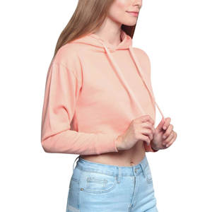 Custom streetwear 600 GSM crop top Sudadera con capucha de manga larga de algodón poliéster pullover liso teñido recortado sudaderas con capucha para las mujeres - Product Image 3