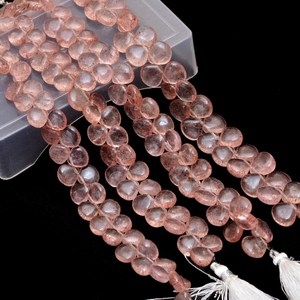 Aaa + Tự Nhiên Dâu Tây Thạch Anh 6Mm-10Mm Trái Tim Mịn Briolette Hạt Màu Hồng Dâu Tây Thạch Anh Bán Quý Đá Quý Lỏng Hạt - Product Image 3