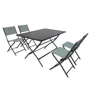 Современный Металлический Стальной открытый внутренний дворик обеденные столы и стулья патио набор садовой мебели