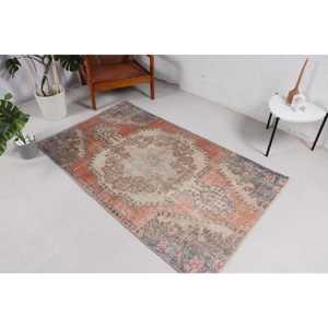 Alfombra de 3.6x5.9 pies, alfombra turca vintage, alfombra con motivos de plantas y árboles naranjas - Product Image 2