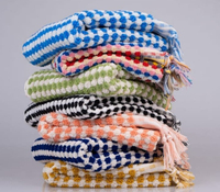 Serviette de plage carrée turque en coton 100% tissé Dobby, couleur unie, séchage rapide, teinte en fil, style Peshkir Pestemal / Décoration d'intérieur