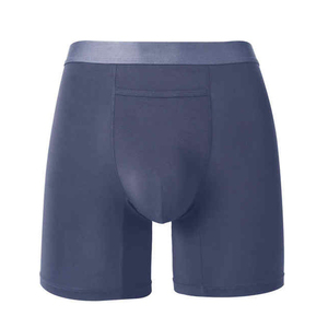 Caleçon homme stretch doux couleur unie coupe confortable jambe longue sous-vêtement mi-hauteur en coton respirant de haute qualité - Product Image 4