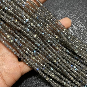 Cuentas de forma de Rondelle facetadas de labradorita de buena calidad, venta al por mayor, cuentas de Flash multicolor de arcoíris negro - Product Image 1