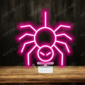 ספין אינטרנט של סגנון: עכביש ניאון שולחן עם LED אורות & ליל כל הקדושים ניאון סימן עבור בית תפאורה קסם