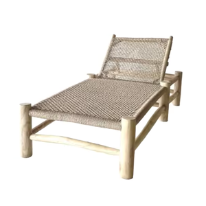 Chaises longues de luxe modernes avec structure en teck, tissu extérieur imperméable et écologique - Mobilier de loisirs pour hôtel et jardin - Product Image 1