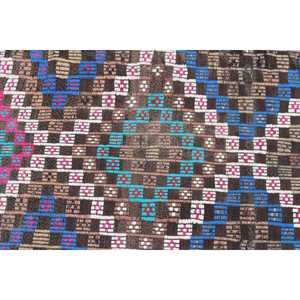 2.3x7.6 ft Rug, Vintage Turkish Rug, <b>Brown</b> Striped <b>Wool</b> Rug - Product Image 5