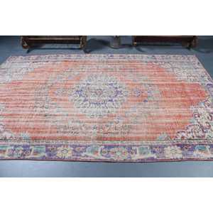 Tapis vintage 5,8 x 9,5 pieds, tapis turc en laine rouge abstrait - Product Image 3