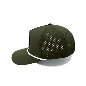 Faible taxe Vietnam usine 5 panneaux Polyester Golf chapeaux Logo personnalisé patchs tissés Gorras Sports de plein air trou découpé au Laser casquettes de Baseball - Product Image 3