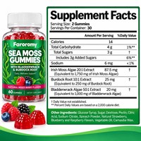 Gummies de mousse de mer OEM saveur baies mélangées, complément alimentaire à la fucus vésiculeux et à la racine de bardane, formule botanique triple