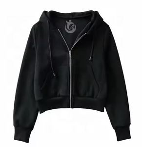 Nouveau style OEM ODM Haut court décontracté avec impression de logo personnalisé Sweat à capuche de haute qualité Sweat-shirts Haut court à capuche pour femmes - Product Image 1