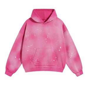 Sudadera con Capucha de Primavera con Lavado Ácido Desgastado y Bordado, Corte Regular Personalizado, 370 gramos, Algodón Grueso, Forrada, Tejido Sólido para Hombre - Product Image 1