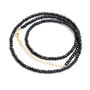 Collier de perles de puissance de luxe en argent sterling 92.5 à facettes Rondelle spinelle fait à la main or polonais perles noires parfait Noël - Product Image 3