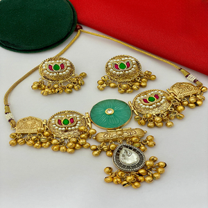 Conjunto de collar de Gargantilla tradicional india para mujer, joyería étnica con detalles intrincados, perfecto para bodas, ocasiones festivas - Product Image 1