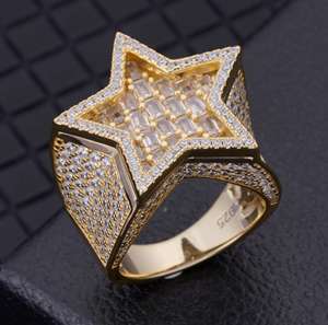 9.00Ct Hip Hop Rond et Baguette Diamant VVS Moissanite Ice Out Or Jaune Bague Anniversaire Homme Argent Sterling 925 - Product Image 6