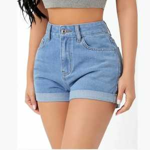 กางเกงยีนส์ขาสั้นเอวสูงสำหรับผู้หญิงกางเกงผ้าเดนิมรัดรูปเอวสูงระบายอากาศได้ดีลายดอกไม้แห้งเร็วสำหรับปาร์ตี้ฤดูร้อนชุดสวมใส่ในชีวิตประจำวันที่หรูหรา - Product Image 3