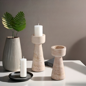 Portavelas de piedra travertino moderno elegante, decoración de piedra Natural para el hogar, oficina, ocasiones especiales, Idea de regalo única hecha a mano - Product Image 4