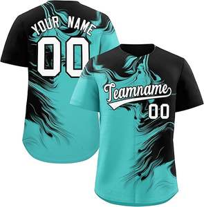 Maillot de baseball vierge personnalisé Offre Spéciale chemise 100 polyester boutonnée raglan - Product Image 1