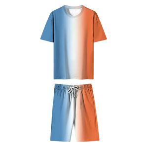 Conjuntos Unisex Multicolores de Verano, Logotipo Personalizado al por Mayor, Conjuntos de Camisetas y Pantalones Cortos de Punto con Diseño Personalizado, 450g - Product Image 2